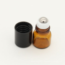 high quality cosmetic mini tester amber essential oil 2ml/5ml roll on glass bottle